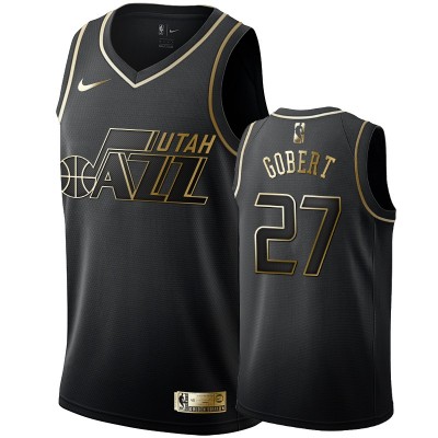 Nike Utah Jazz #27 Rudy Gobert Men's Black Golden Edition Swingman NBA Jersey Men's